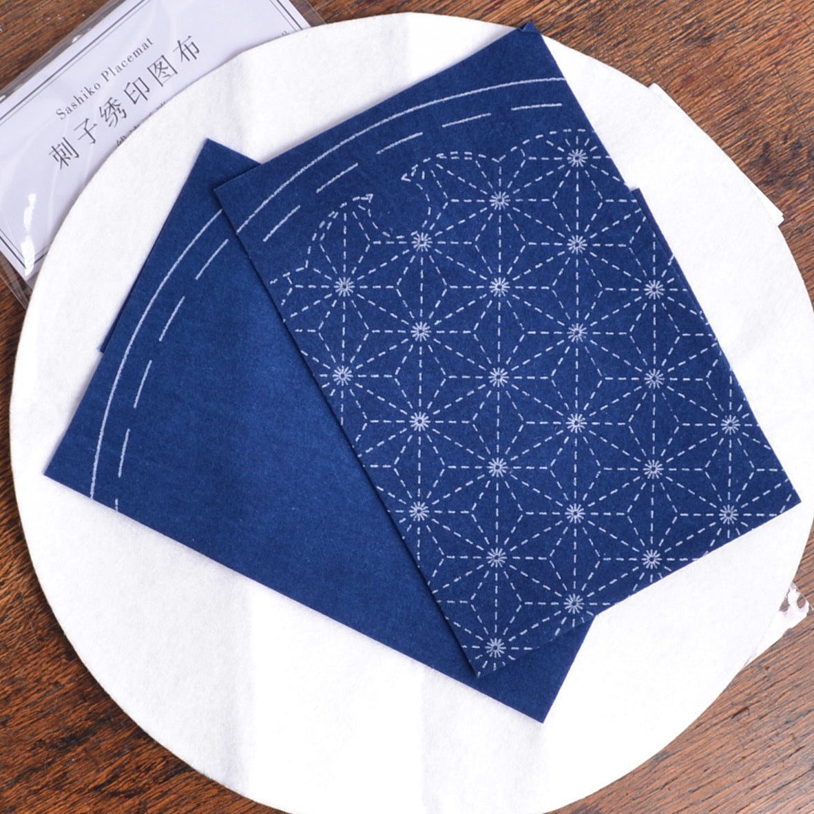Sashiko Kit, Hemp Leaf Table Mat Kit - A Threaded Needle